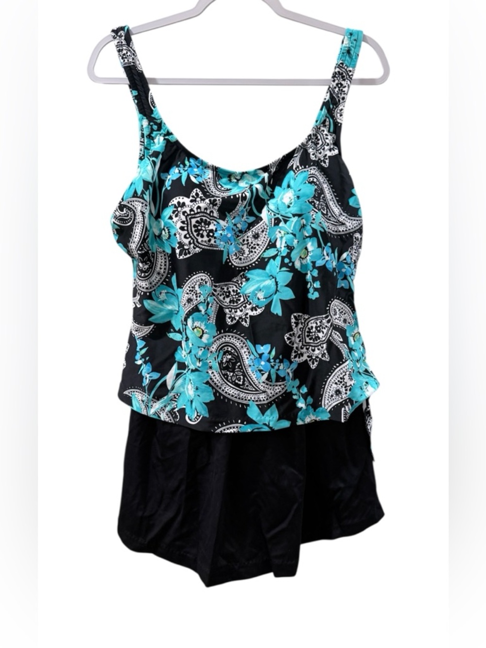 NWT Azul women’s 16 one piece black, white and teal floral swimsuit